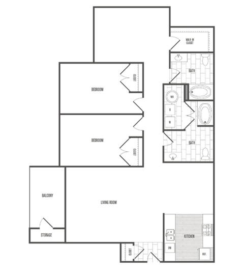 A black and white image of a floor plan for a house.